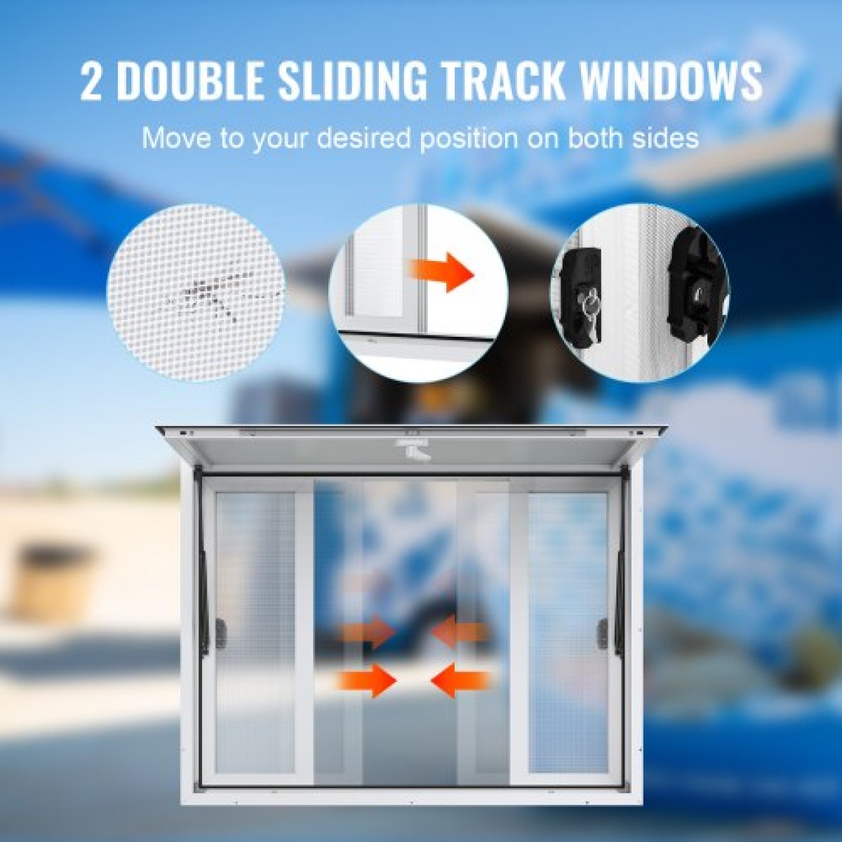 VEVOR Concession Window for Food Truck, Παράθυρο Service 48"x36" από κράμα αλουμινίου, Παράθυρο σερβιρίσματος έως 85 μοιρών με 4 συρόμενα παράθυρα & τέντα πόρτα & σύρσιμο γάντζο, για Food Truck Concession Trailer