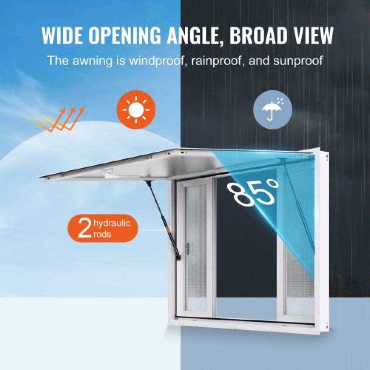 VEVOR Concession Window for Food Truck, Παράθυρο Service 48"x36" από κράμα αλουμινίου, Παράθυρο σερβιρίσματος έως 85 μοιρών με 4 συρόμενα παράθυρα & τέντα πόρτα & σύρσιμο γάντζο, για Food Truck Concession Trailer