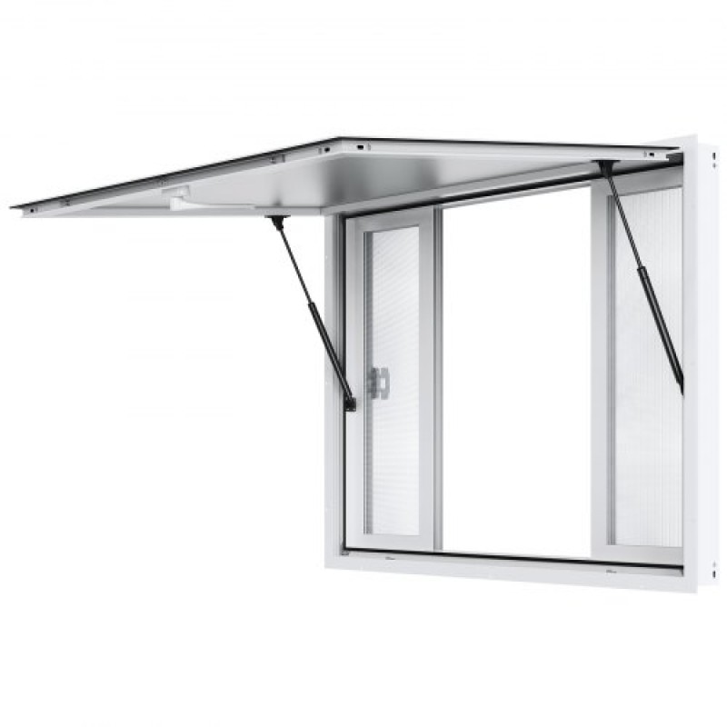 VEVOR Concession Window for Food Truck, Παράθυρο Service 48"x36" από κράμα αλουμινίου, Παράθυρο σερβιρίσματος έως 85 μοιρών με 4 συρόμενα παράθυρα & τέντα πόρτα & σύρσιμο γάντζο, για Food Truck Concession Trailer