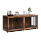Έπιπλα VEVOR 75" Dog Crate for 2 Dogs, Extra Large Double Dog Crate Furniture Large Breed with Divider & Double doors, Μεγάλο ξύλινο τελάρο για σκύλους έπιπλα βάσης τηλεόρασης για σκύλους μεσαίου μεγέθους Καφέ