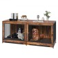 Έπιπλα VEVOR 75" Dog Crate for 2 Dogs, Extra Large Double Dog Crate Furniture Large Breed with Divider & Double doors, Μεγάλο ξύλινο τελάρο για σκύλους έπιπλα βάσης τηλεόρασης για σκύλους μεσαίου μεγέθους Καφέ