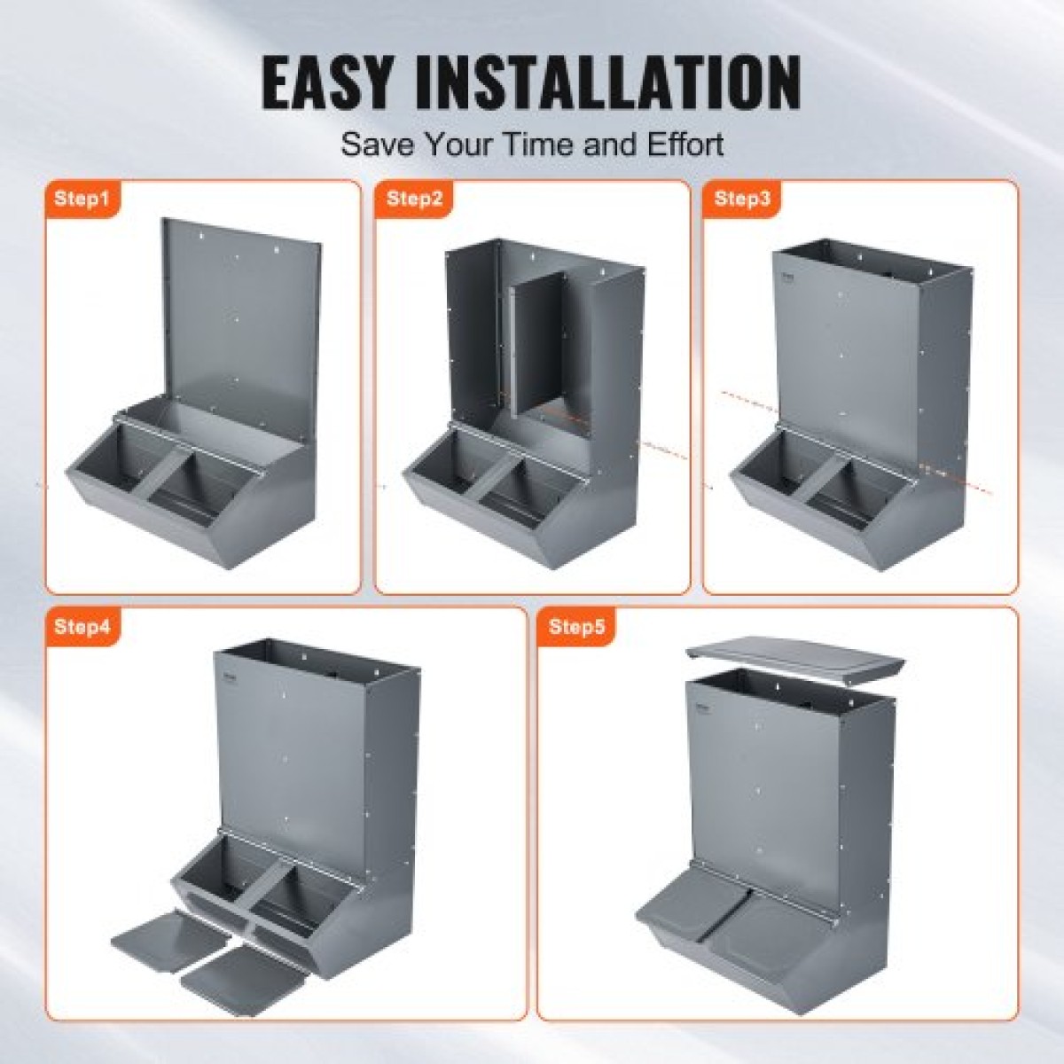 VEVOR Hog Feeder, 3,7 Bushel Capacity, Double Door Pig Feeder, Heavy Duty Steel Feeder Piglets, Multipurpose Trough Creep Feeder, Outdoor Livestock Feeder Farm αξεσουάρ για τάισμα έως και 8 γουρουνιών