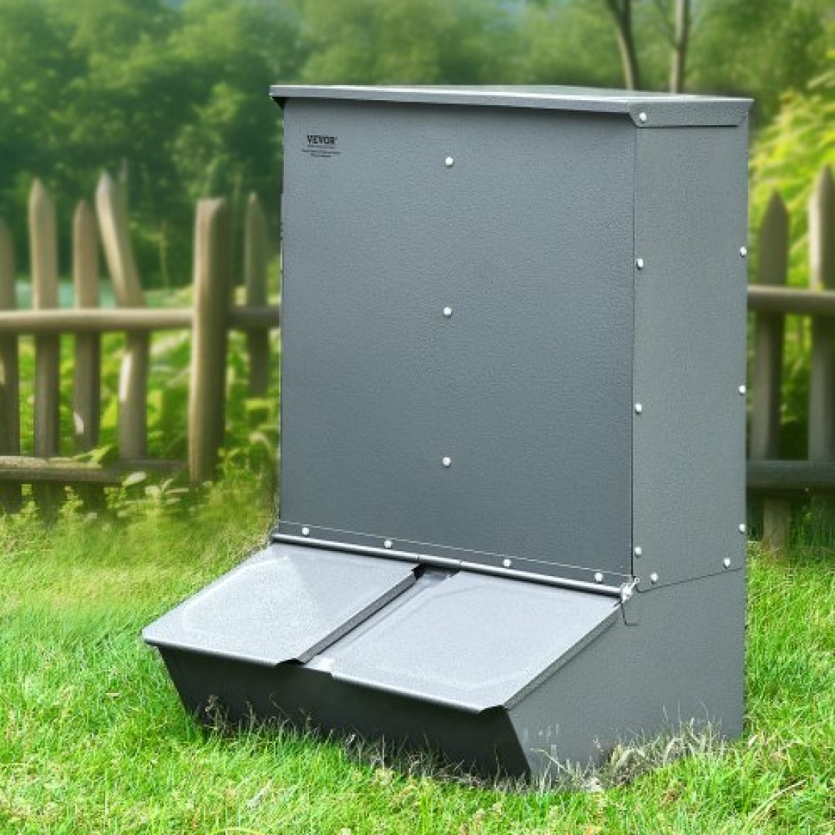 VEVOR Hog Feeder, 3,7 Bushel Capacity, Double Door Pig Feeder, Heavy Duty Steel Feeder Piglets, Multipurpose Trough Creep Feeder, Outdoor Livestock Feeder Farm αξεσουάρ για τάισμα έως και 8 γουρουνιών