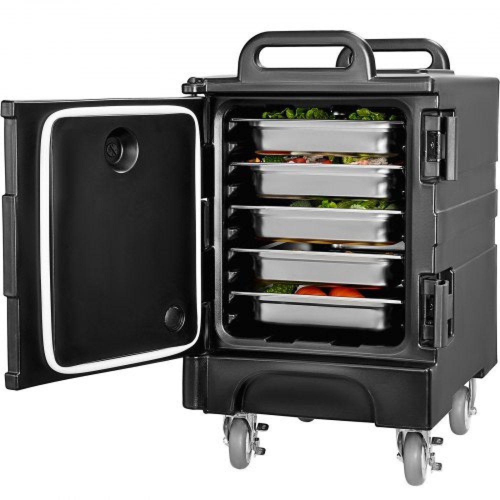 Φορτωτής φαγητού VEVOR Insulated, Hot Box 81 Qt για Catering, Food Box Carrier με διπλές πόρπες, Front Loading Food Warner με χερούλια, Stackable End Loader με ρόδες για εστιατόριο, Canteen