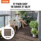 VEVOR Interlocking Deck Tiles Plastic Wood, 27 Pack, 12"x12" 27 sq. ft Αδιάβροχο δάπεδο εξωτερικού χώρου για όλες τις καιρικές συνθήκες, Πλακάκια κάλυψης δαπέδου βεράντας για βεράντα δίπλα στην πισίνα Μπαλκόνι πίσω αυλή, σκούρο καφέ