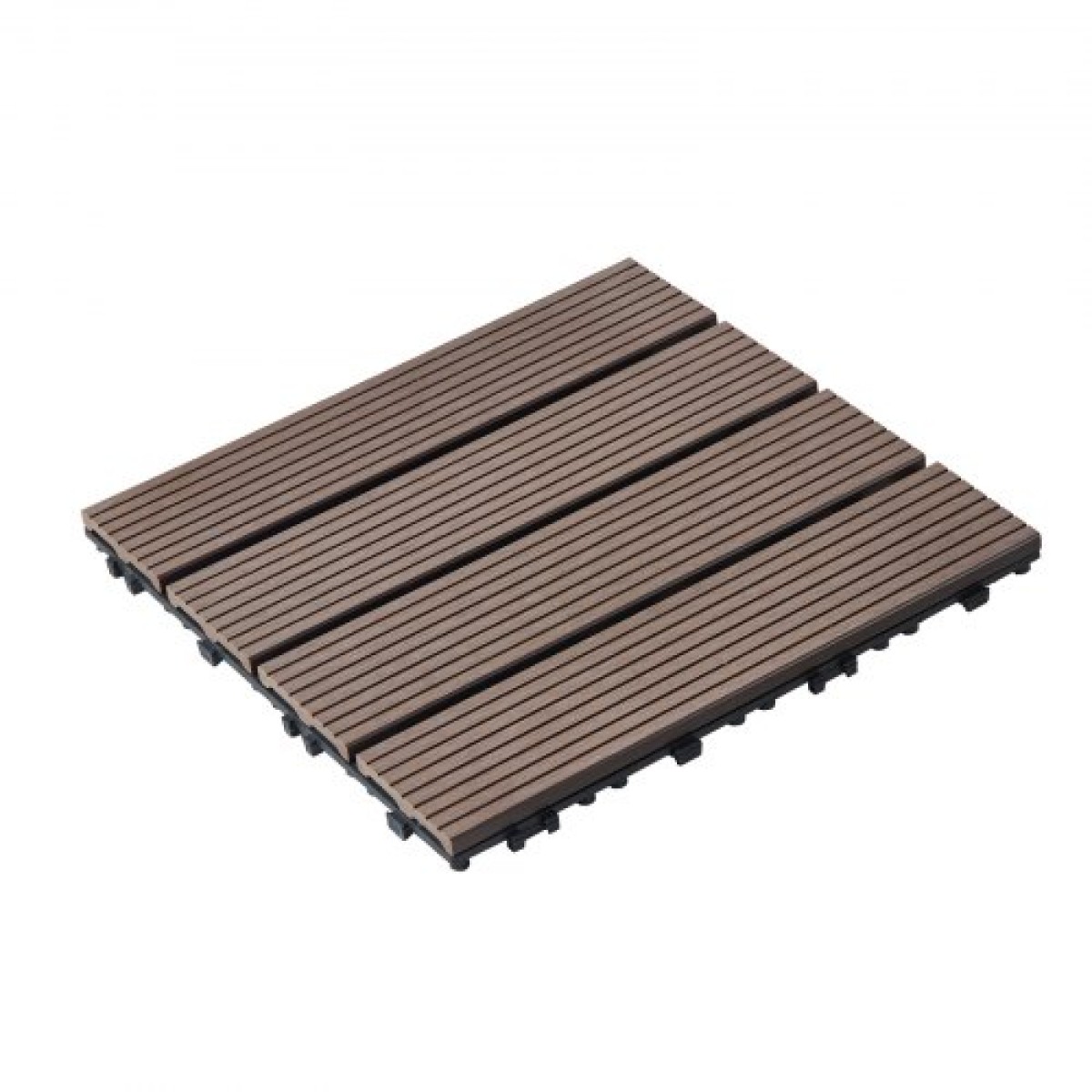 VEVOR Interlocking Deck Tiles Plastic Wood, 27 Pack, 12"x12" 27 sq. ft Αδιάβροχο δάπεδο εξωτερικού χώρου για όλες τις καιρικές συνθήκες, Πλακάκια κάλυψης δαπέδου βεράντας για βεράντα δίπλα στην πισίνα Μπαλκόνι πίσω αυλή, σκούρο καφέ