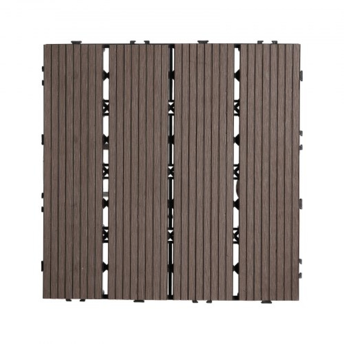 VEVOR Interlocking Deck Tiles Plastic Wood, 27 Pack, 12"x12" 27 sq. ft Αδιάβροχο δάπεδο εξωτερικού χώρου για όλες τις καιρικές συνθήκες, Πλακάκια κάλυψης δαπέδου βεράντας για βεράντα δίπλα στην πισίνα Μπαλκόνι πίσω αυλή, σκούρο καφέ