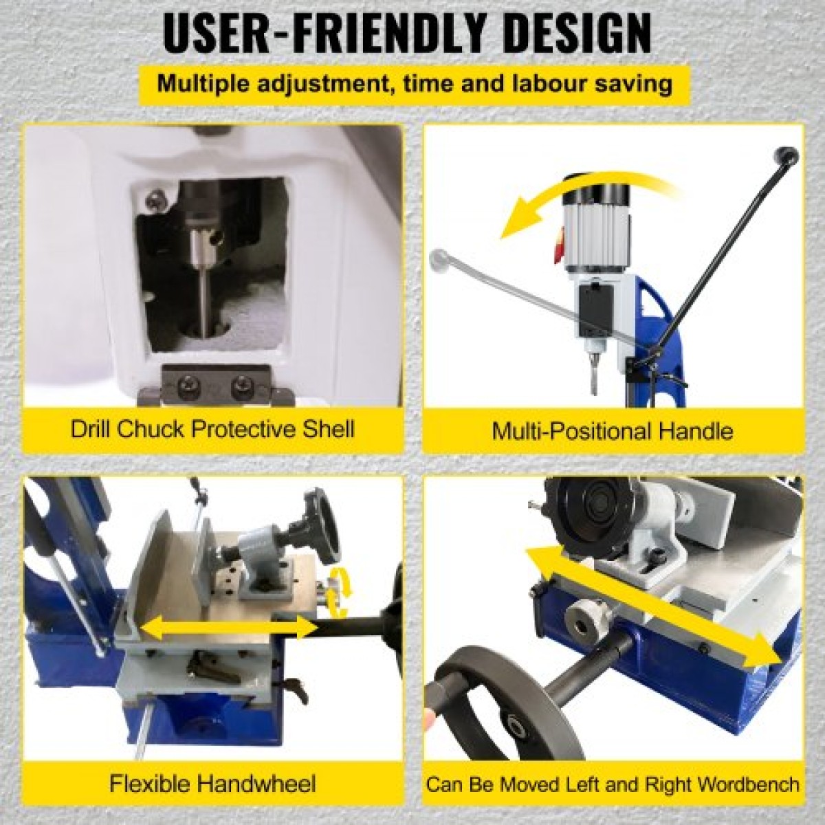 VEVOR Woodworking Woodworking Machine Mortise, 373 W (1/2 HP) 1400RPM Powermatic Mortiser, με κινητή μηχανή πάγκου εργασίας, για δημιουργία στρογγυλών οπών Τετράγωνες τρύπες ή ειδικές τετράγωνες τρύπες στο ξύλο