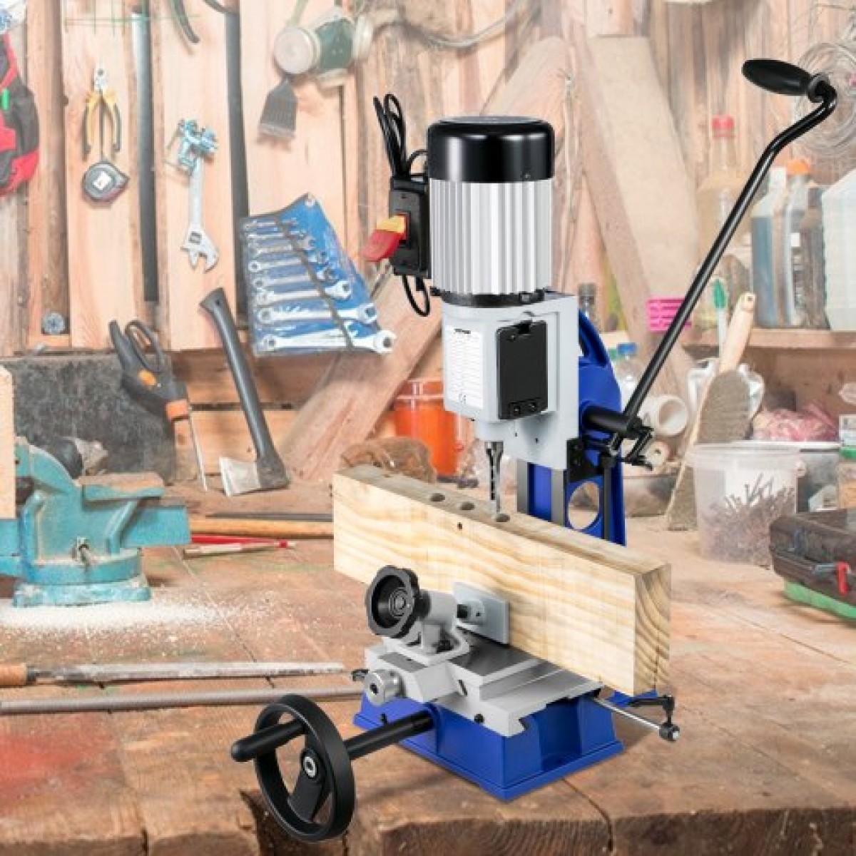 VEVOR Woodworking Woodworking Machine Mortise, 373 W (1/2 HP) 1400RPM Powermatic Mortiser, με κινητή μηχανή πάγκου εργασίας, για δημιουργία στρογγυλών οπών Τετράγωνες τρύπες ή ειδικές τετράγωνες τρύπες στο ξύλο
