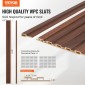 Ακουστικά πάνελ VEVOR Wood Slat, 8 ΤΕΜ 96 x 6 ιντσών, Ξύλινα πάνελ τοίχου WPC Accent για μοντέρνο εσωτερικό τοίχο, πάνελ τοίχου από ψεύτικο ξύλο για κομψή διακόσμηση και μείωση του θορύβου, Dark Teak