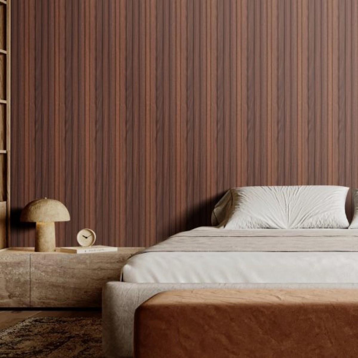 Ακουστικά πάνελ VEVOR Wood Slat, 8 ΤΕΜ 96 x 6 ιντσών, Ξύλινα πάνελ τοίχου WPC Accent για μοντέρνο εσωτερικό τοίχο, πάνελ τοίχου από ψεύτικο ξύλο για κομψή διακόσμηση και μείωση του θορύβου, Dark Teak
