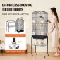 VEVOR Large Bird Cage, 62 in, Open Top Κλουβί Parakeet με Rolling Stand, Steel Bird Flight Cage με αφαιρούμενο δίσκο, Budgie Birdcage με 4 Perches, Parrot Cage for Lovebirds Cockatiels Pet Toy