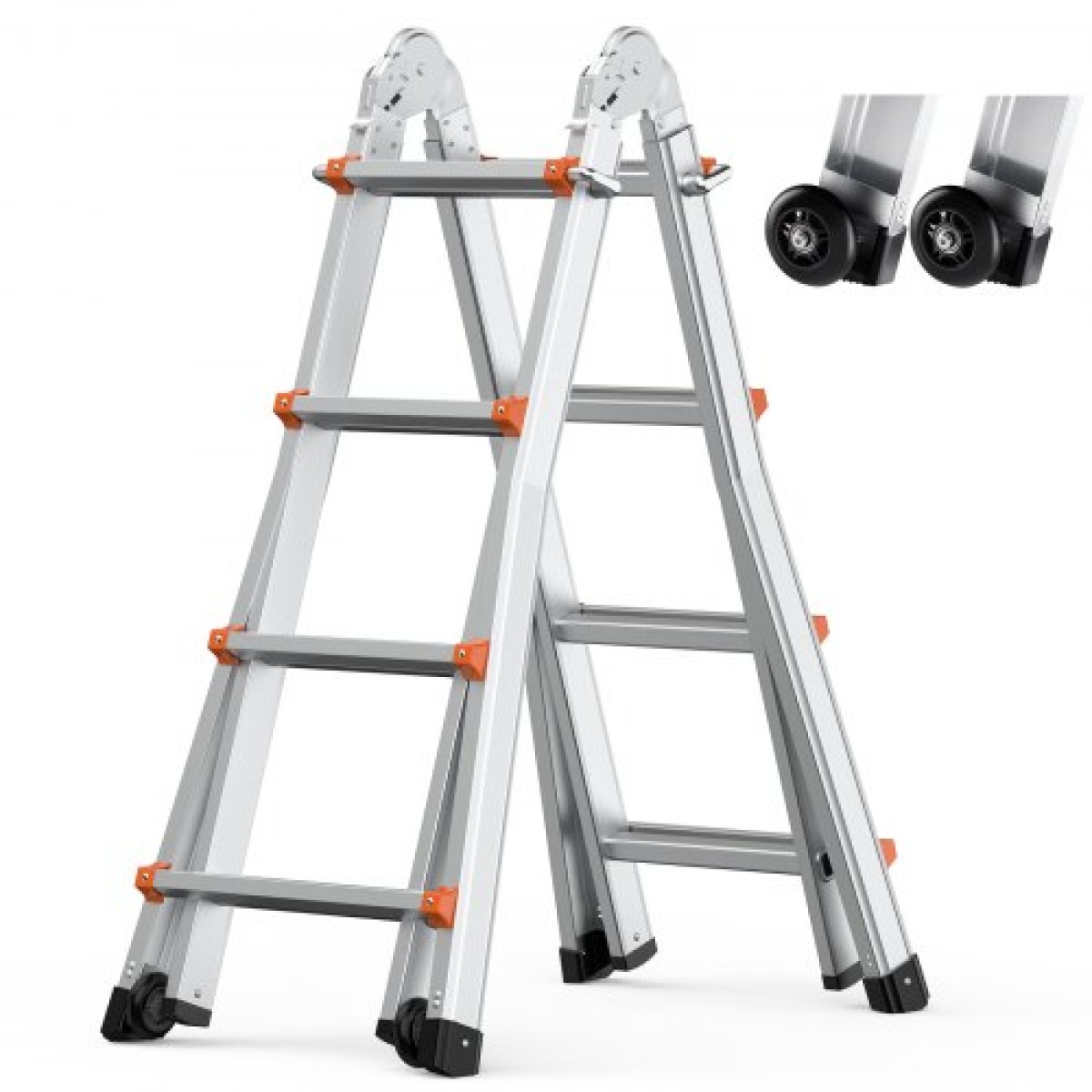 VEVOR Telescoping Ladder A Frame, 15,5 FT Compact Extension Ladder από αλουμίνιο, φορητή πτυσσόμενη σκάλα RV πολλαπλών λειτουργιών, τηλεσκοπική σκάλα για σκάλες εργασίας για το σπίτι Εσωτερική οροφή εξωτερικού χώρου, φορτίο 330 lb