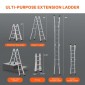 VEVOR Telescoping Ladder A Frame, 15,5 FT Compact Extension Ladder από αλουμίνιο, φορητή πτυσσόμενη σκάλα RV πολλαπλών λειτουργιών, τηλεσκοπική σκάλα για σκάλες εργασίας για το σπίτι Εσωτερική οροφή εξωτερικού χώρου, φορτίο 330 lb