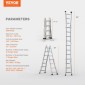 VEVOR Telescoping Ladder A Frame, 15,5 FT Compact Extension Ladder από αλουμίνιο, φορητή πτυσσόμενη σκάλα RV πολλαπλών λειτουργιών, τηλεσκοπική σκάλα για σκάλες εργασίας για το σπίτι Εσωτερική οροφή εξωτερικού χώρου, φορτίο 330 lb