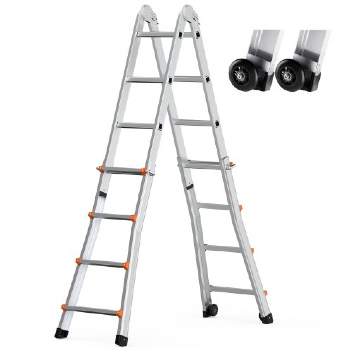 VEVOR Telescoping Ladder A Frame, 15,5 FT Compact Extension Ladder από αλουμίνιο, φορητή πτυσσόμενη σκάλα RV πολλαπλών λειτουργιών, τηλεσκοπική σκάλα για σκάλες εργασίας για το σπίτι Εσωτερική οροφή εξωτερικού χώρου, φορτίο 330 lb