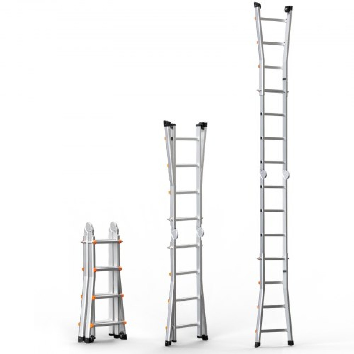 VEVOR Telescoping Ladder A Frame, 15,5 FT Compact Extension Ladder από αλουμίνιο, φορητή πτυσσόμενη σκάλα RV πολλαπλών λειτουργιών, τηλεσκοπική σκάλα για σκάλες εργασίας για το σπίτι Εσωτερική οροφή εξωτερικού χώρου, φορτίο 330 lb