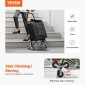 VEVOR Stair Climber Trolley Dolly, 36L αναδιπλούμενο καλάθι αγορών, καροτσάκι παντοπωλείου Trolley Laundry Stair Climbing Handcart with 6 Wheels & Oxford υφασμάτινη τσάντα, αναδιπλούμενο καλάθι για ψώνια παντοπωλείο, μαύρο