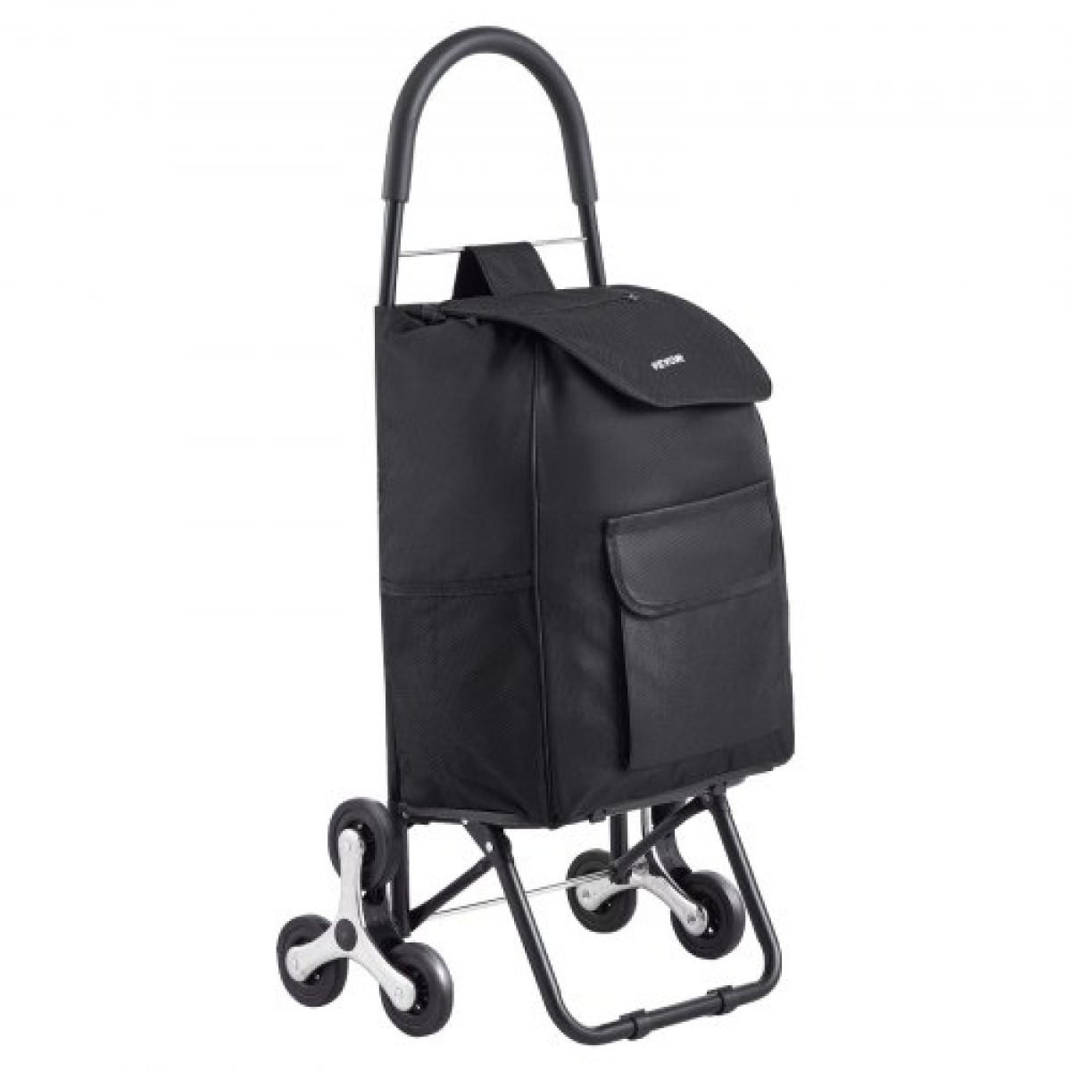 VEVOR Stair Climber Trolley Dolly, 36L αναδιπλούμενο καλάθι αγορών, καροτσάκι παντοπωλείου Trolley Laundry Stair Climbing Handcart with 6 Wheels & Oxford υφασμάτινη τσάντα, αναδιπλούμενο καλάθι για ψώνια παντοπωλείο, μαύρο