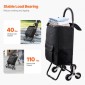 VEVOR Stair Climber Trolley Dolly, 36L αναδιπλούμενο καλάθι αγορών, καροτσάκι παντοπωλείου Trolley Laundry Stair Climbing Handcart with 6 Wheels & Oxford υφασμάτινη τσάντα, αναδιπλούμενο καλάθι για ψώνια παντοπωλείο, μαύρο