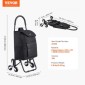VEVOR Stair Climber Trolley Dolly, 36L αναδιπλούμενο καλάθι αγορών, καροτσάκι παντοπωλείου Trolley Laundry Stair Climbing Handcart with 6 Wheels & Oxford υφασμάτινη τσάντα, αναδιπλούμενο καλάθι για ψώνια παντοπωλείο, μαύρο
