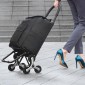 VEVOR Stair Climber Trolley Dolly, 36L αναδιπλούμενο καλάθι αγορών, καροτσάκι παντοπωλείου Trolley Laundry Stair Climbing Handcart with 6 Wheels & Oxford υφασμάτινη τσάντα, αναδιπλούμενο καλάθι για ψώνια παντοπωλείο, μαύρο