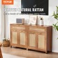 Ντουλάπι VEVOR Rattan, Σετ 2, Ντουλάπι αποθήκευσης Rattan με 4 μαγνητικές πόρτες και 2 συρτάρια, μπουφές μπουφέ με ρυθμιζόμενα ράφια, για διάδρομο, είσοδο, σαλόνι ή κουζίνα, Φυσικό