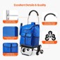 VEVOR Stair Climber Trolley Dolly, 36L αναδιπλούμενο καλάθι αγορών, καροτσάκι παντοπωλείου Τρόλεϊ πλυντήριο σκαλοπατιών χειροκίνητο καροτσάκι με 6 ρόδες & υφασμάτινη τσάντα Oxford, αναδιπλούμενο καρότσι για ψώνια Παντοπωλείο Πλυντήριο ρούχων