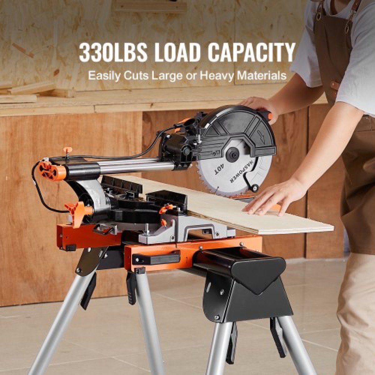 Βάση Miter Saw VEVOR, Πτυσσόμενη βάση από χάλυβα χωρητικότητας 330lbs για Mitre Saw με μονοκόμματους βραχίονες στήριξης, ρυθμιζόμενο ύψος 29,1"-32,9", φορητή, συμπαγής και πτυσσόμενη βάση φαλτσοπρίονο