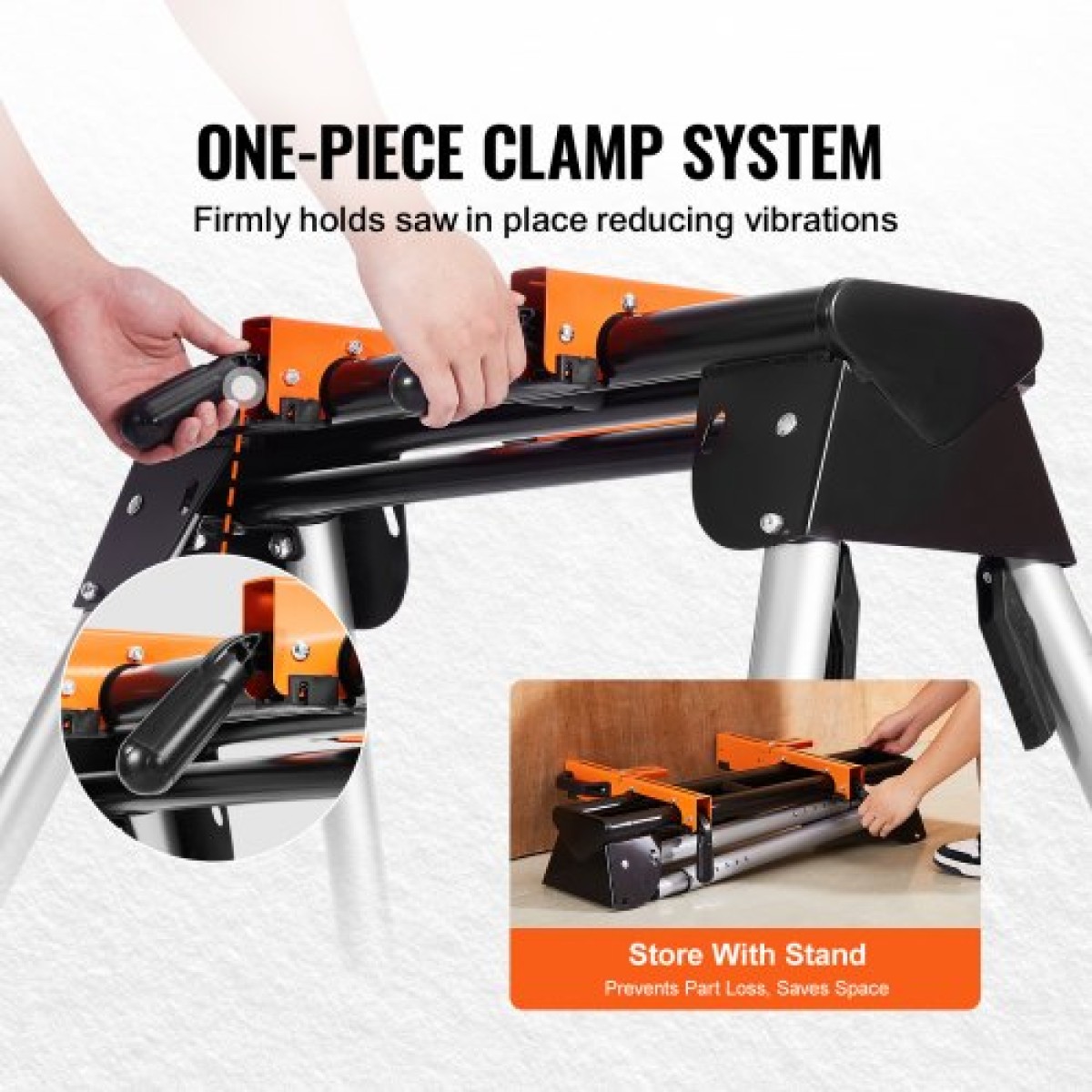 Βάση Miter Saw VEVOR, Πτυσσόμενη βάση από χάλυβα χωρητικότητας 330lbs για Mitre Saw με μονοκόμματους βραχίονες στήριξης, ρυθμιζόμενο ύψος 29,1"-32,9", φορητή, συμπαγής και πτυσσόμενη βάση φαλτσοπρίονο