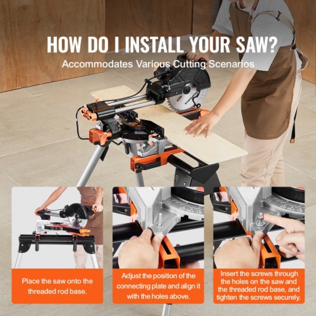 Βάση Miter Saw VEVOR, Πτυσσόμενη βάση από χάλυβα χωρητικότητας 330lbs για Mitre Saw με μονοκόμματους βραχίονες στήριξης, ρυθμιζόμενο ύψος 29,1"-32,9", φορητή, συμπαγής και πτυσσόμενη βάση φαλτσοπρίονο