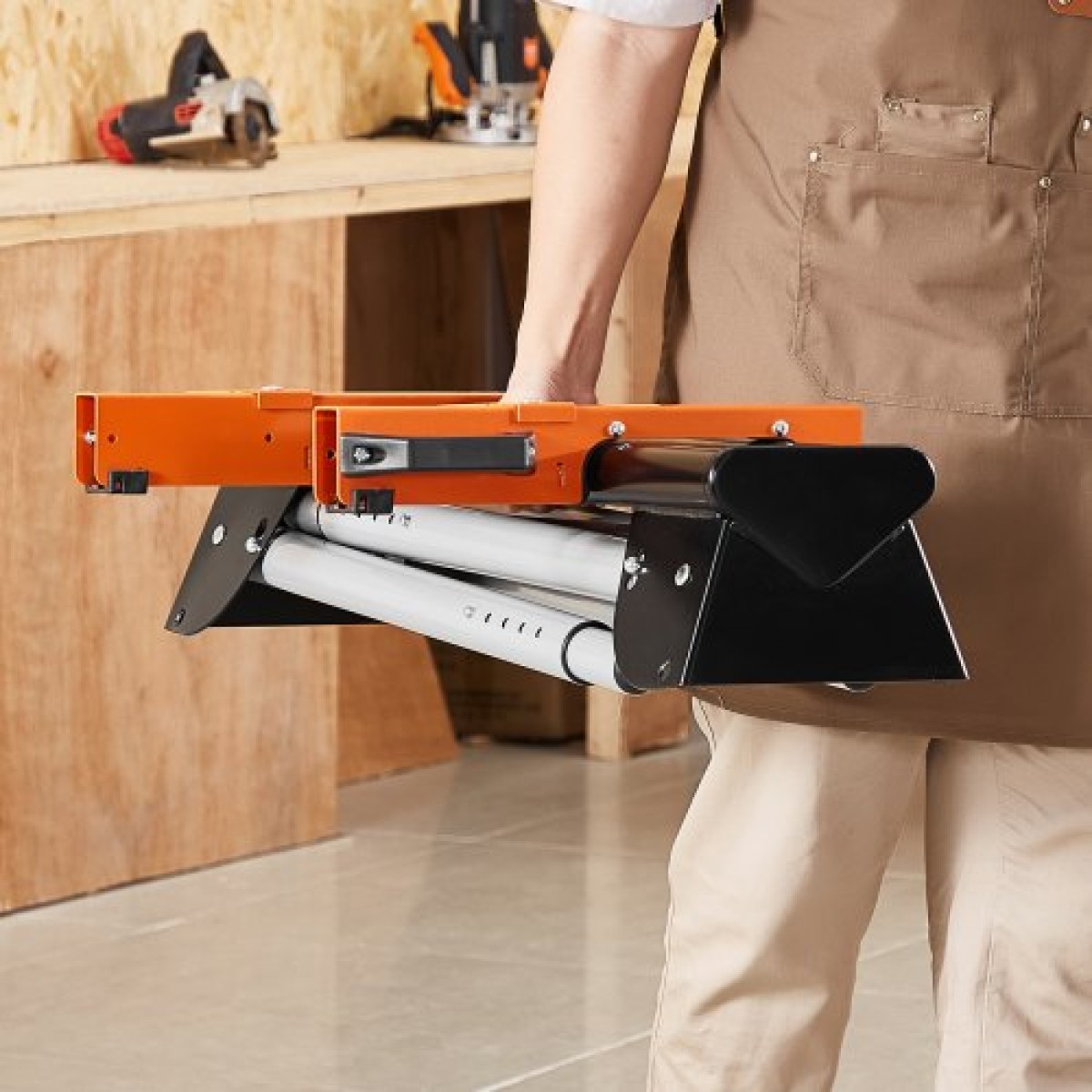 Βάση Miter Saw VEVOR, Πτυσσόμενη βάση από χάλυβα χωρητικότητας 330lbs για Mitre Saw με μονοκόμματους βραχίονες στήριξης, ρυθμιζόμενο ύψος 29,1"-32,9", φορητή, συμπαγής και πτυσσόμενη βάση φαλτσοπρίονο