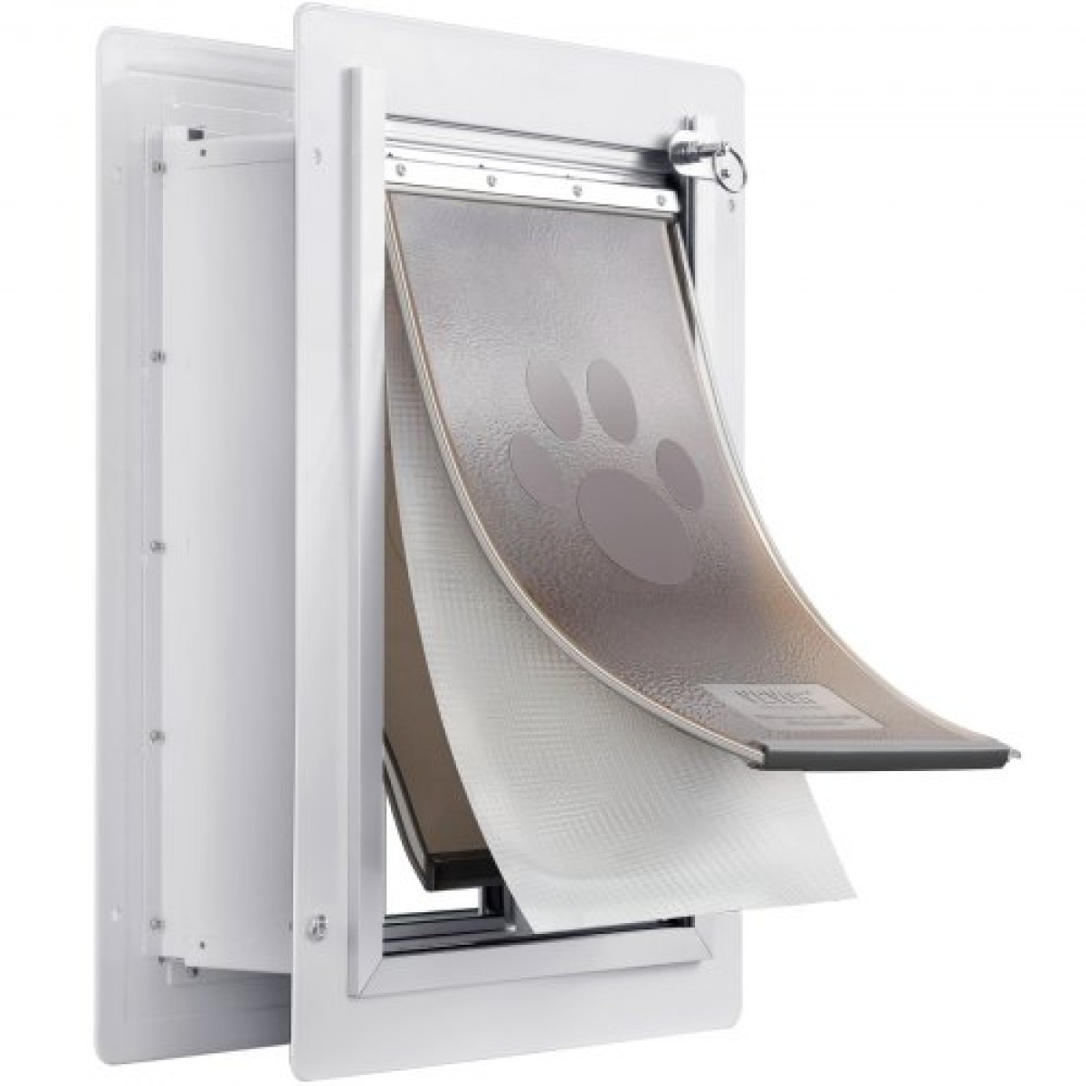 Πόρτα κατοικίδιων VEVOR, 9,29" x 13,19" μεταλλικό πλαίσιο με κλειδαριά και σύστημα 3 πτερυγίων, αδιάβροχη πόρτα σκυλιών, εύκολη εγκατάσταση σε εσωτερικούς ή εξωτερικούς τοίχους, πόρτα για κατοικίδια κατάλληλη για γατάκια σκυλάκια γάτας (Λευκό-Μι