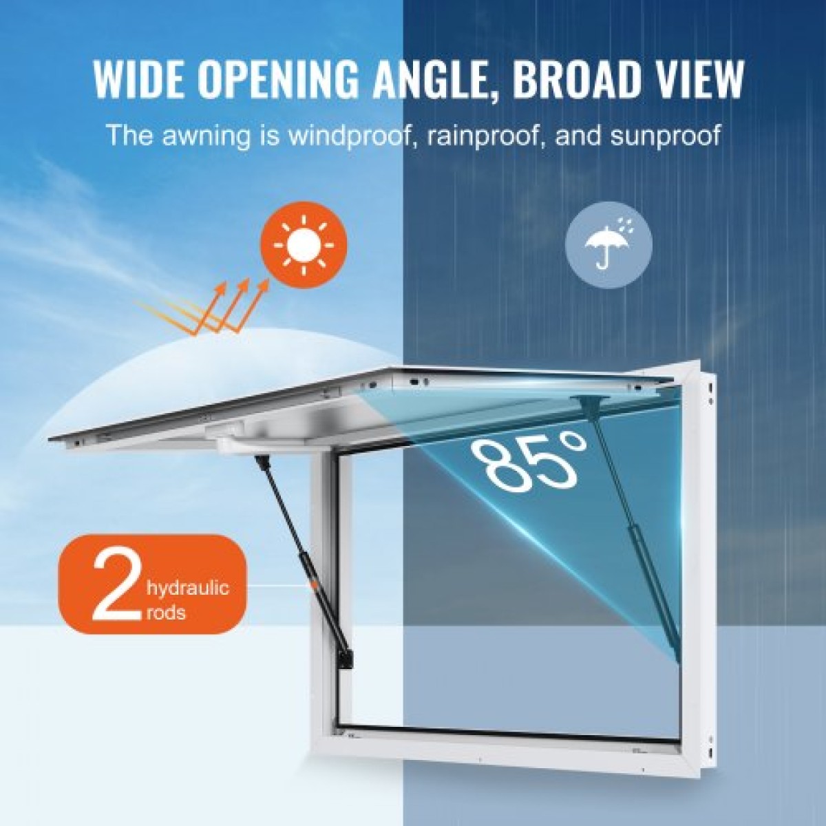 VEVOR Concession Window for Food Truck, 48"x36" κράμα αλουμινίου Food Truck Παράθυρο σέρβις, Έως 85 μοιρών Stand παράθυρο σερβιρίσματος με τέντα πόρτα & σύρσιμο γάντζο, για Food Trucks Concession Trailers