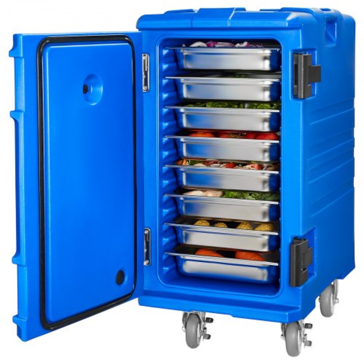 VEVOR Insulated Food Carrier, 127 Qt Hot Box for Catering, Food Box Carrier με διπλές πόρπες, Front Loading Food Warner με χερούλια, End Loader με ρόδες για εστιατόριο, κυλικείο