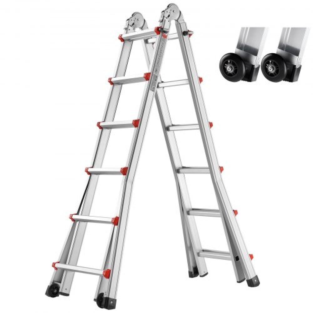 VEVOR Telescoping Ladder A Frame, 20,5 FT Compact Extension Ladder από αλουμίνιο, πολλαπλών λειτουργιών φορητή πτυσσόμενη σκάλα RV, τηλεσκοπική σκάλα για σκάλες εργασίας για το σπίτι Εσωτερική οροφή εξωτερικού χώρου, φορτίο 330lb