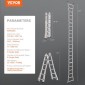 VEVOR Telescoping Ladder A Frame, 20,5 FT Compact Extension Ladder από αλουμίνιο, πολλαπλών λειτουργιών φορητή πτυσσόμενη σκάλα RV, τηλεσκοπική σκάλα για σκάλες εργασίας για το σπίτι Εσωτερική οροφή εξωτερικού χώρου, φορτίο 330lb