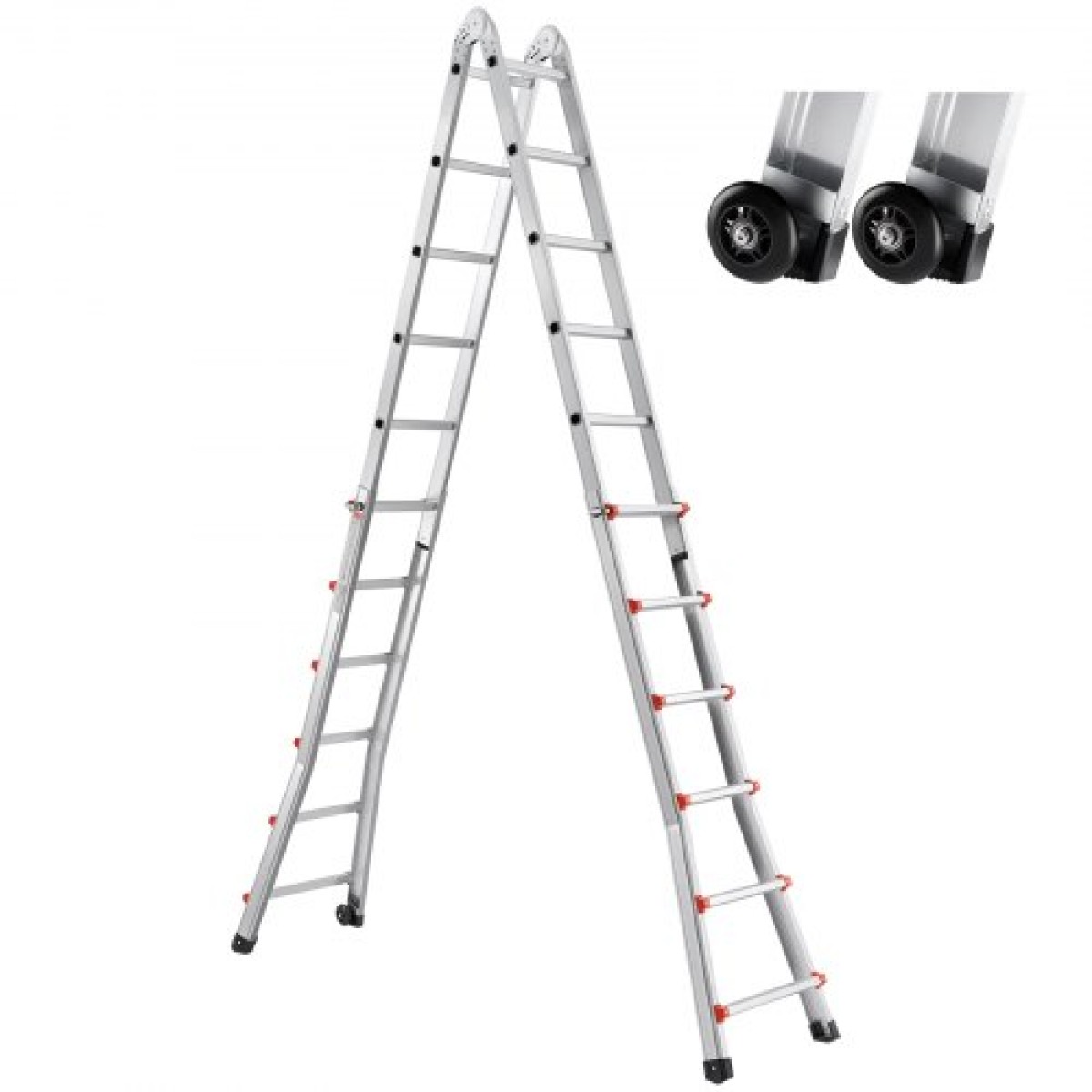 VEVOR Telescoping Ladder A Frame, 20,5 FT Compact Extension Ladder από αλουμίνιο, πολλαπλών λειτουργιών φορητή πτυσσόμενη σκάλα RV, τηλεσκοπική σκάλα για σκάλες εργασίας για το σπίτι Εσωτερική οροφή εξωτερικού χώρου, φορτίο 330lb