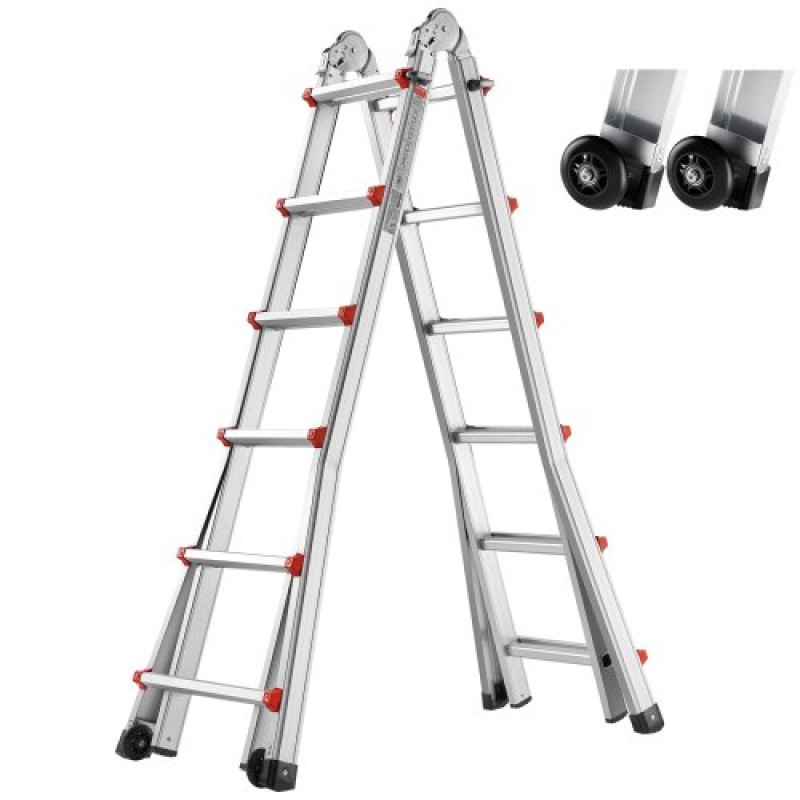 VEVOR Telescoping Ladder A Frame, 20,5 FT Compact Extension Ladder από αλουμίνιο, πολλαπλών λειτουργιών φορητή πτυσσόμενη σκάλα RV, τηλεσκοπική σκάλα για σκάλες εργασίας για το σπίτι Εσωτερική οροφή εξωτερικού χώρου, φορτίο 330lb