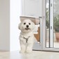 VEVOR Dog Door για Συρόμενη Γυάλινη Πόρτα, 75 7/8"-80 11/16" Ρυθμιζόμενη Πόρτα Doggy για Συρόμενες Πόρτες, Πόρτα από Αλουμίνιο Tempered Glass Pet Door με πτερύγιο και κλειδαριά δομής μεντεσέδων για σκύλους μικρού μεγέθους