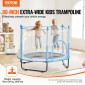 VEVOR 60" Παιδικό τραμπολίνο, Τραμπολίνο εσωτερικού χώρου 5 FT, Τραμπολίνο αναψυχής για μικρά παιδιά με δίχτυ ασφαλείας και τσέρκι μπάσκετ, Δώρα γενεθλίων Χριστουγεννιάτικα παιχνίδια για 3+ ετών παιδιά, μπλε