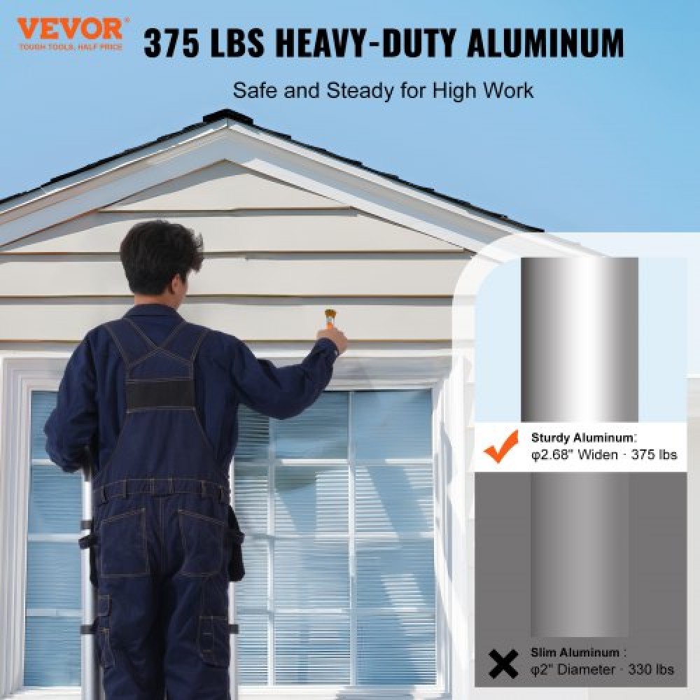 VEVOR Telescoping Ladder, 12,5FT A-Shape Extension Ladder Αλουμινίου Ελαφρύ, πτυσσόμενη σκάλα με ανάκληση πολλαπλών κουμπιών, χωρητικότητα 375 LBS με ράβδο σταθεροποίησης, σκάλες πολλαπλών χρήσεων για RV, Camper