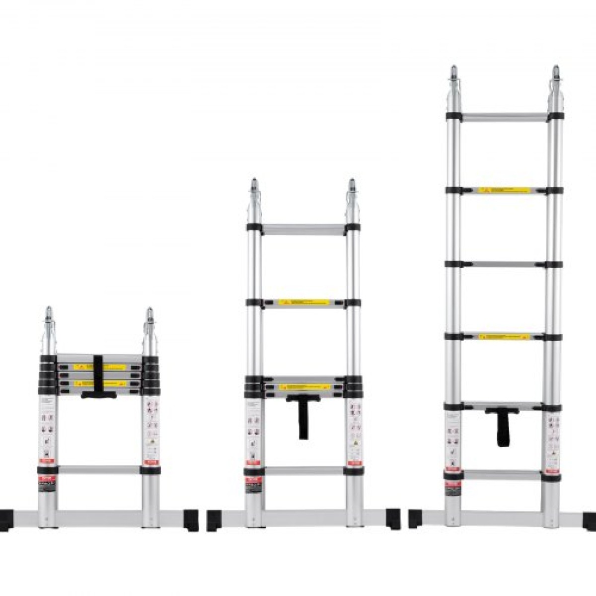 VEVOR Telescoping Ladder, 12,5FT A-Shape Extension Ladder Αλουμινίου Ελαφρύ, πτυσσόμενη σκάλα με ανάκληση πολλαπλών κουμπιών, χωρητικότητα 375 LBS με ράβδο σταθεροποίησης, σκάλες πολλαπλών χρήσεων για RV, Camper