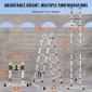 VEVOR Telescoping Ladder, 12,5FT A-Shape Extension Ladder Αλουμινίου Ελαφρύ, πτυσσόμενη σκάλα με ανάκληση πολλαπλών κουμπιών, χωρητικότητα 375 LBS με ράβδο σταθεροποίησης, σκάλες πολλαπλών χρήσεων για RV, Camper