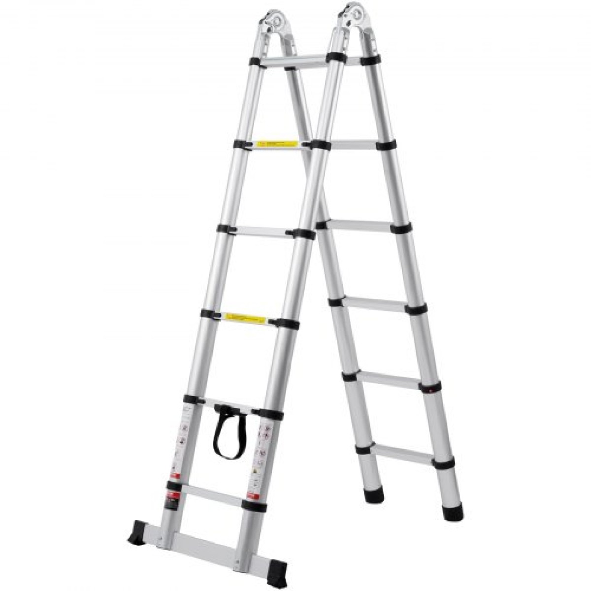 VEVOR Telescoping Ladder, 12,5FT A-Shape Extension Ladder Αλουμινίου Ελαφρύ, πτυσσόμενη σκάλα με ανάκληση πολλαπλών κουμπιών, χωρητικότητα 375 LBS με ράβδο σταθεροποίησης, σκάλες πολλαπλών χρήσεων για RV, Camper