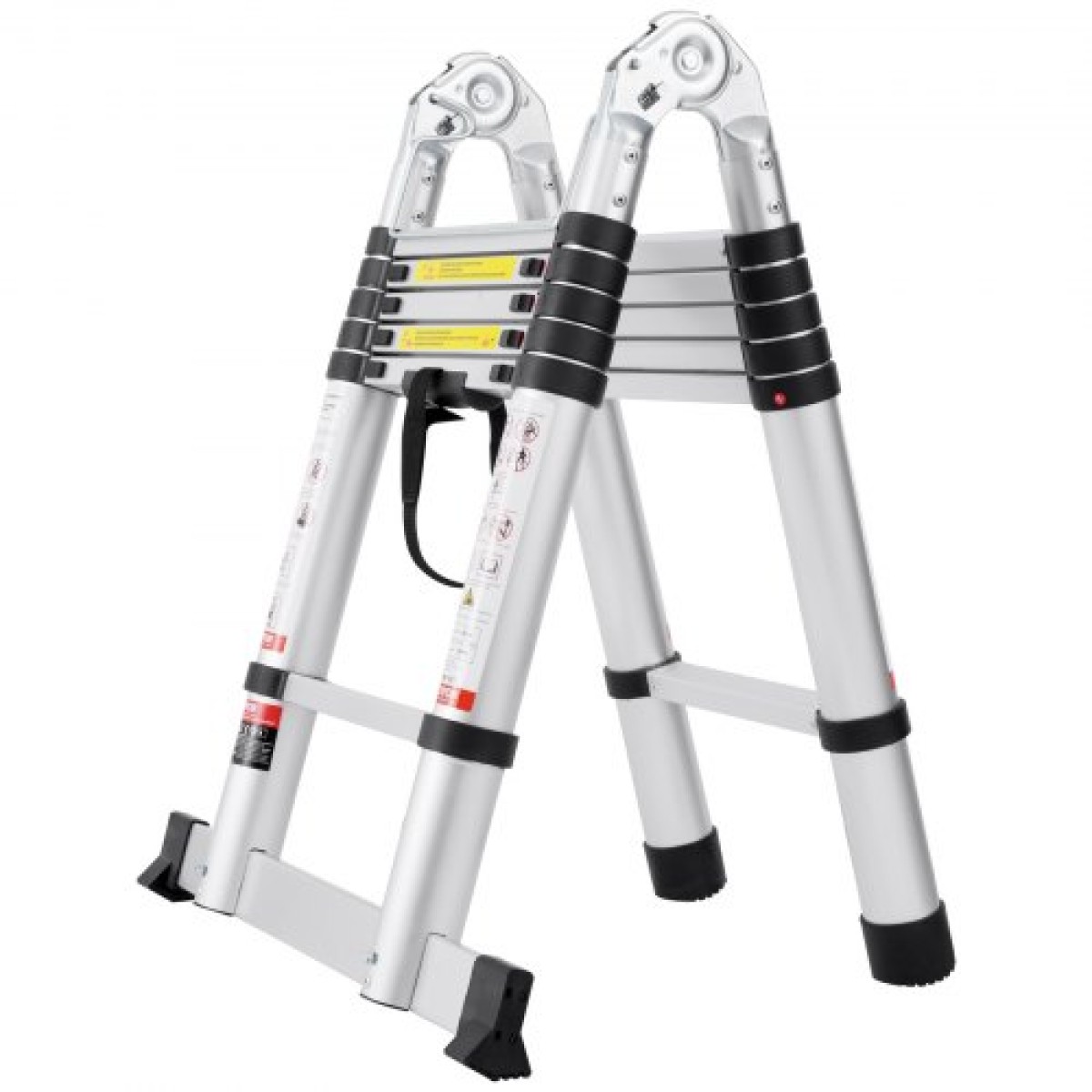 VEVOR Telescoping Ladder, 12,5FT A-Shape Extension Ladder Αλουμινίου Ελαφρύ, πτυσσόμενη σκάλα με ανάκληση πολλαπλών κουμπιών, χωρητικότητα 375 LBS με ράβδο σταθεροποίησης, σκάλες πολλαπλών χρήσεων για RV, Camper