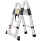 VEVOR Telescoping Ladder, 12,5FT A-Shape Extension Ladder Αλουμινίου Ελαφρύ, πτυσσόμενη σκάλα με ανάκληση πολλαπλών κουμπιών, χωρητικότητα 375 LBS με ράβδο σταθεροποίησης, σκάλες πολλαπλών χρήσεων για RV, Camper