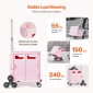 VEVOR Foldable Utility Cart, 65L πτυσσόμενο φορητό καρότσι με τροχούς αναρρίχησης σκαλοπατιών & περιστρεφόμενους τροχούς 360°, καροτσάκι χειρός με τηλεσκοπική λαβή για αγορές γραφείο Moving Teacher, Ροζ