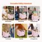 VEVOR Foldable Utility Cart, 65L πτυσσόμενο φορητό καρότσι με τροχούς αναρρίχησης σκαλοπατιών & περιστρεφόμενους τροχούς 360°, καροτσάκι χειρός με τηλεσκοπική λαβή για αγορές γραφείο Moving Teacher, Ροζ