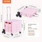 VEVOR Foldable Utility Cart, 65L πτυσσόμενο φορητό καρότσι με τροχούς αναρρίχησης σκαλοπατιών & περιστρεφόμενους τροχούς 360°, καροτσάκι χειρός με τηλεσκοπική λαβή για αγορές γραφείο Moving Teacher, Ροζ